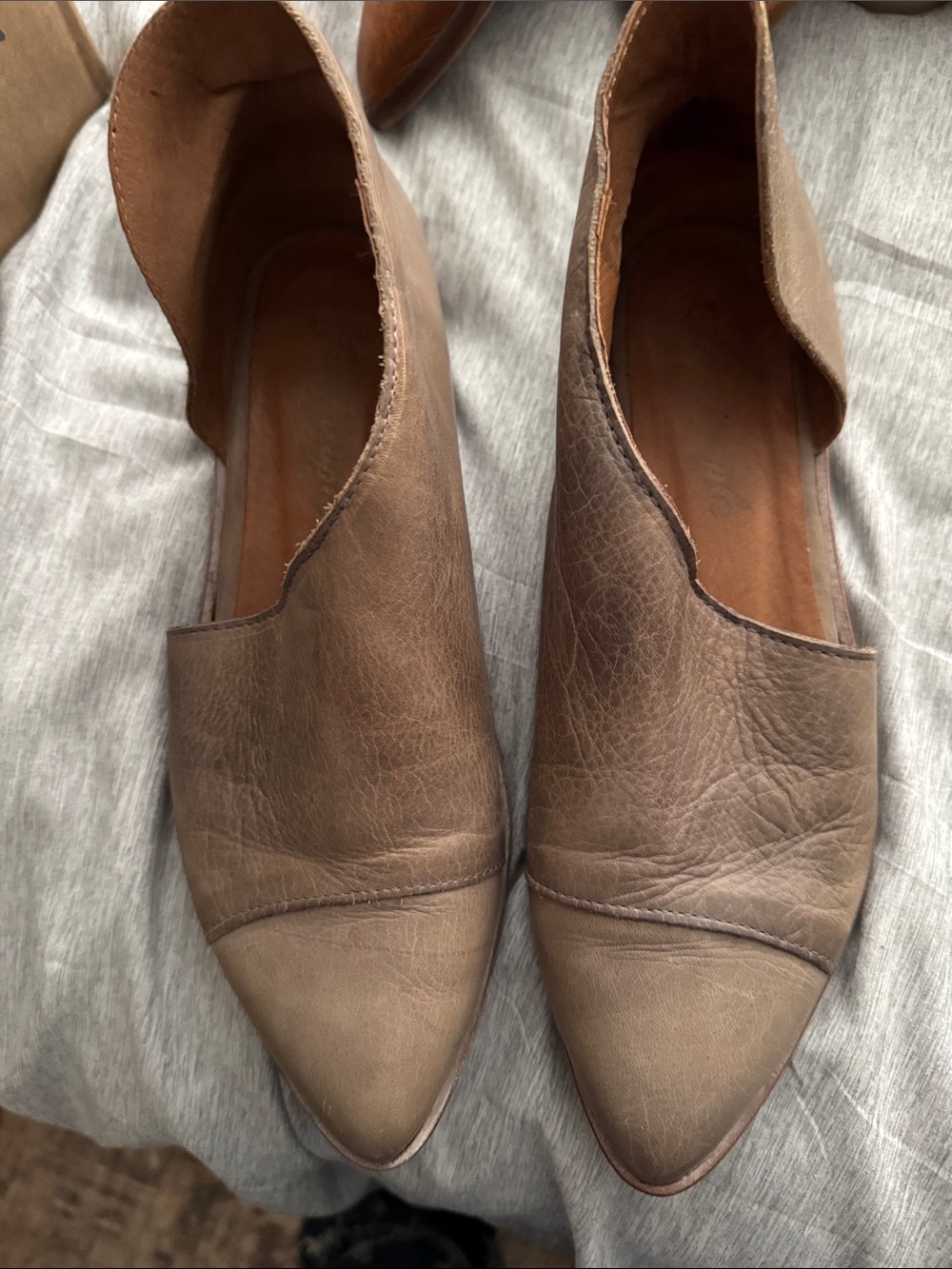 Free People Taupe Pointed Toe Slip-On Flats